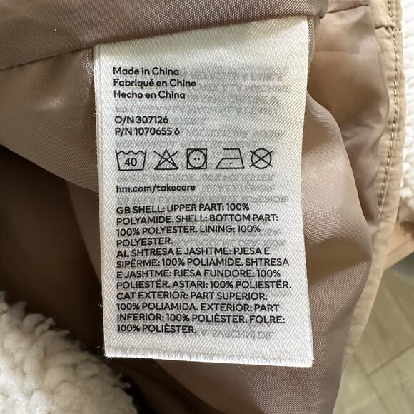 Y2K H&M Men’s Sherpa Fleece Jacket Regular Fit Cream Brown Size Small Gorpcore - Picture 9 of 10